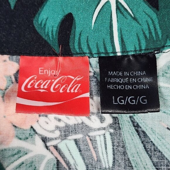 Coca-Cola Tropical Hawaiian Alpha Short Sleeve Button Shirt Men's Large - Picture 6 of 10